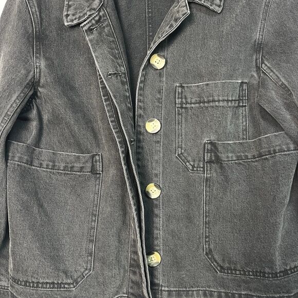 MSRP $198 Whimsy + Row Jordan Jacket Black Organic Cotton Denim Chore Coat M - Picture 5 of 9